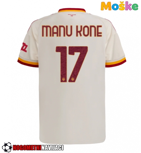 Moške Nogometnih dresov AS Roma Manu Kone #17 Gostujoči 2026-27 Kratki rokavi Moške Nogometnih dresov AS Roma Manu Kone #17 Gostujoči 2026-27 Kratki rokavi